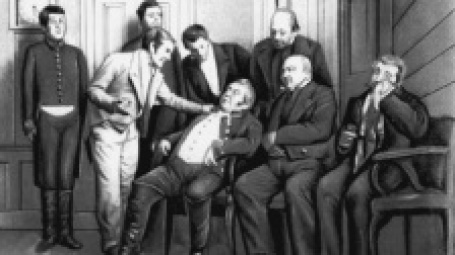 Сцена из спектакля «Ревизор», Малый театр, 1883 г.