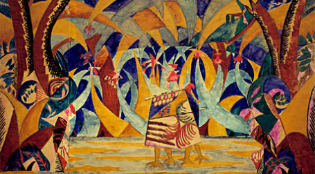 М.Ф.Ларионов Лес. Эскиз декорации к балету «Русские сказки». 1916. Бумага, акварель, графитный карандаш. 45,5 x 70. ГТГ