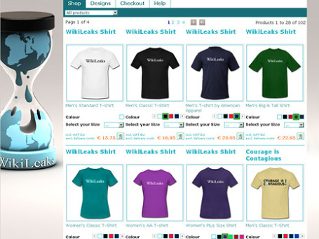 Сувениры от WikiLeaks доступны во многих странах, но не в России. Фото экрана сайта officialwikileakseu.spreadshirt.co.uk
