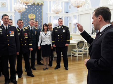 Президент России Дмитрий Медведев на встрече с российскими офицерами. Фото: ИТАР-ТАСС
