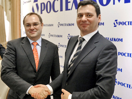 Президент «Ростелекома» Александр Провоторов и гендиректор «Связьинвеста» Вадим Семенов. Фото: ИТАР-ТАСС