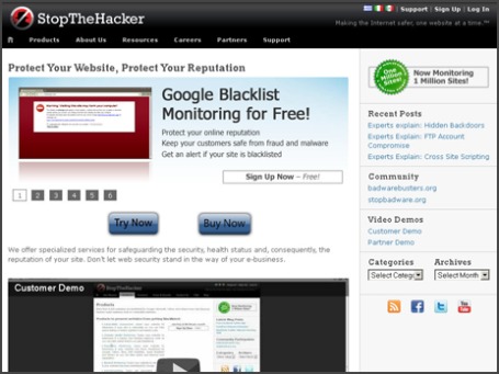 Фото экрана сайта stopthehacker.com