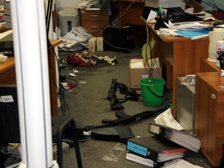 Офис компании, где один из сотрудников, юрист Дмитрий Виноградов открыл стрельбу из охотничьего оружия по коллегам. Фото: РИА Новости