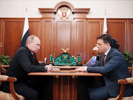 Владимир Путин и Андрей Воробьев во время встречи в Кремле. Фото: РИА Новости