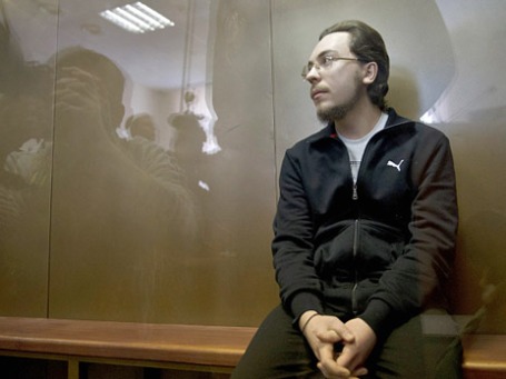 Иеромонах Илия (Павел Семин), обвиняемый в совершении ДТП на Кутузовском проспекте в ночь на 16 августа 2012 года, в котором погибли два человека, на судебном заседании в Дорогомиловском суде Москвы. Фото: РИА Новости