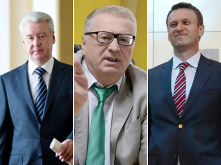 Сергей Собянин, Владимир Жириновский, Алексей Навальный. Фото: РИА Новости