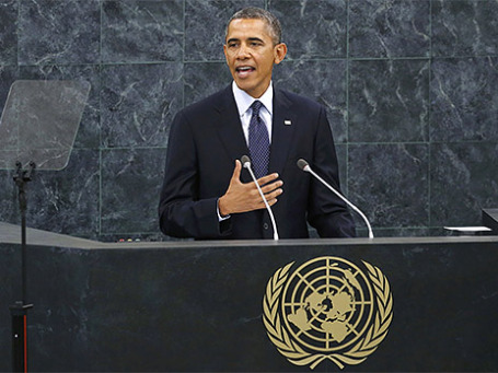 Президент США Барак Обама во время выступления на сессии Генассамблеи ООН. Фото: Reuters