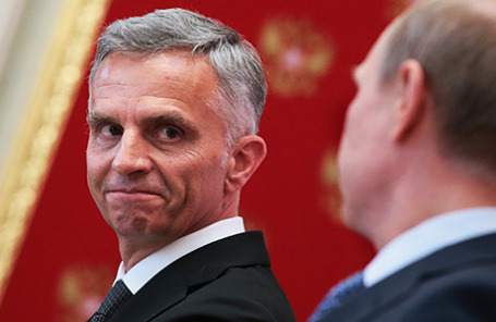 Действующий председатель ОБСЕ Дидье Буркхальтер с президентом России Владимиром Путиным.