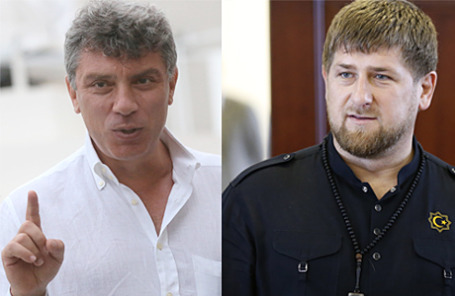 Лидер движения «Солидарность» Борис Немцов и глава Чечни Рамзан Кадыров.