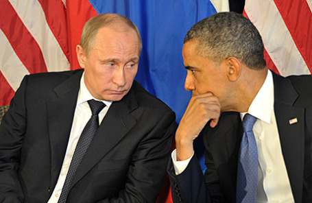 Президент России Владимир Путин и президент США Барак Обама (слева направо).