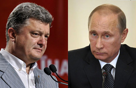 Избранный президент Украины Пётр Порошенко и президент России Владимир Путин.