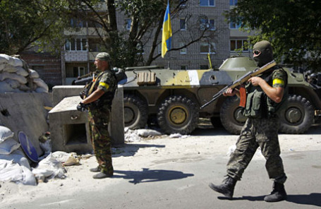 Украинские военнослужащие около Донецка.