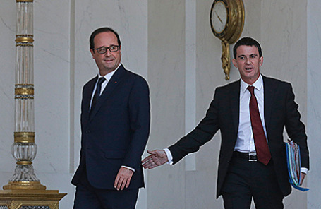 Президент Франции Франсуа Олланд и премьер-министр Манюэль Вальс (слева направо).