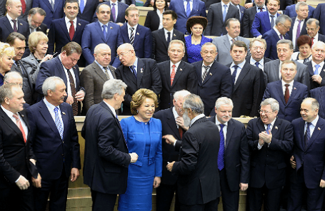 Во время заседания Совета Федерации РФ.