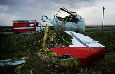 На месте падения пассажирского самолета «Малайзийских авиалиний» Boeing 777 в Донецкой области.
