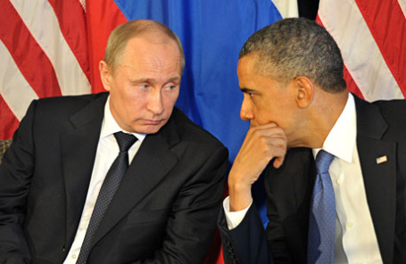 Президент России Владимир Путин и президент США Барак Обама (слева направо).