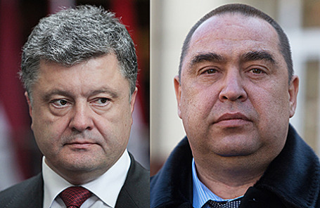 Президент Украины Петр Порошенко и глава ЛНР Игорь Плотницкий (слева направо).