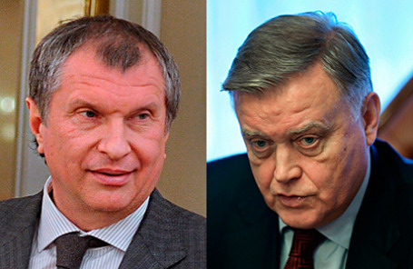 Президент ОАО «РЖД» Владимир Якунин и президент «Роснефти» Игорь Сечин (справа налево).