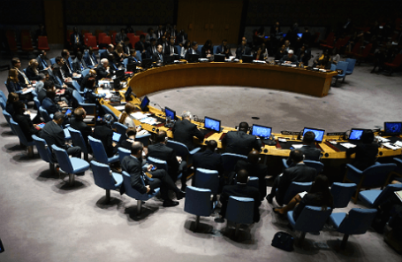 Во время заседания Совета Безопасности ООН. 