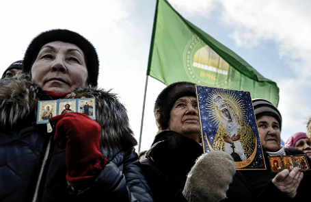 Митинг против оперы «Тангейзер» в постановке Тимофея Кулябина в Новосибирске.