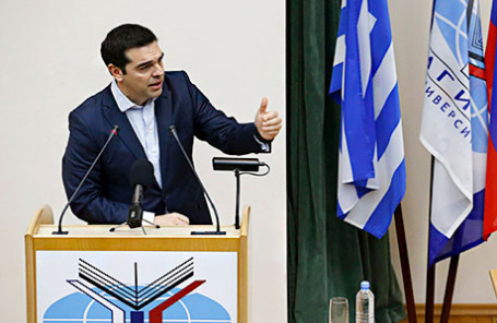 Премьер-министр Греции Алексис Ципрас выступает в МГИМО.