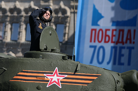 Во время генеральной репетиции Парада Победы на Красной площади.
