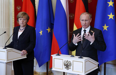 Президент России Владимир Путин и канцлер Германии Ангела Меркель.