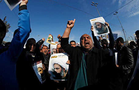 Акция протеста против казни саудовскими властями шиитского проповедника Нимра аль-Нимра в Багдаде.