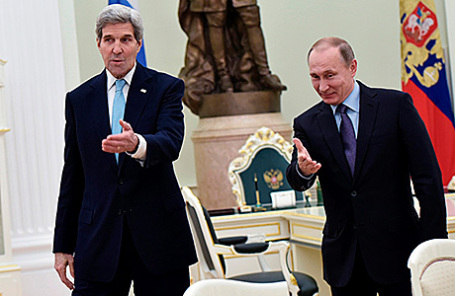 Госсекретарь США Джон Керри и президент России Владимир Путин (слева направо).