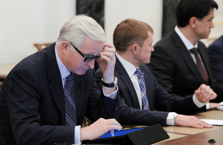 Президент Российского союза промышленников и предпринимателей (РСПП) Александр Шохин на заседании рабочей группы по мониторингу и анализу правоприменительной практики в сфере предпринимательства.