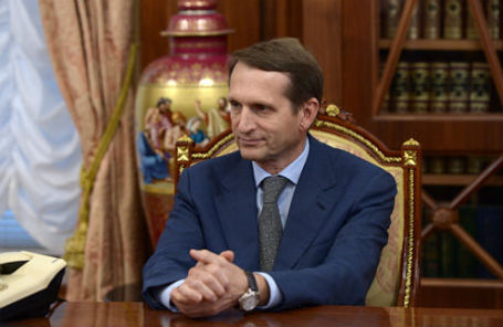 Сергей Нарышкин во время встречи в Кремле с Владимиром Путиным и Михаилом Фрадковым.