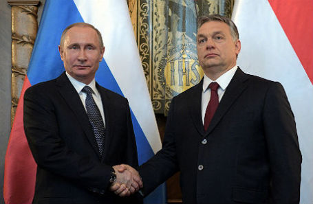 Владимир Путин и Виктор Орбан на встрече в Будапеште.