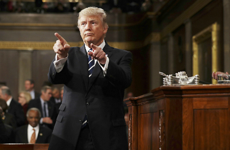 Дональд Трамп после выступления в Конгрессе США.