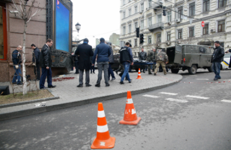 Украина. Киев. Место убийства бывшего депутата Госдумы РФ Дениса Вороненкова