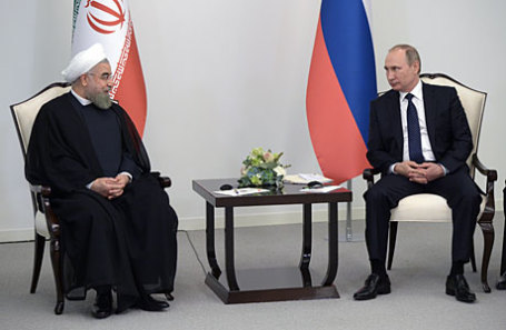 Президент Ирана Хасан Роухани и президент России Владимир Путин (слева направо).