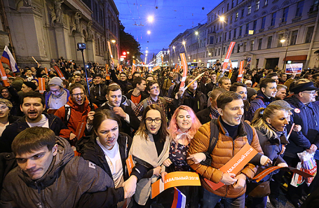 Несанкционированная акция в поддержку Алексея Навального в Санкт-Петербурге.