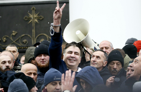 Михаил Саакашвили после освобождения в Киеве.