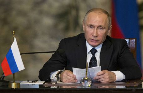 Президент России Владимир Путин на пресс-конференции по итогам встречи с президентом Египта Абделем Фаттахом ас-Сиси.