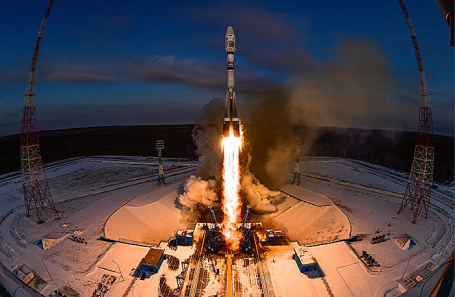 Во время запуска ракеты-носителя «Союз-2.1» с разгонным блоком «Фрегат».
