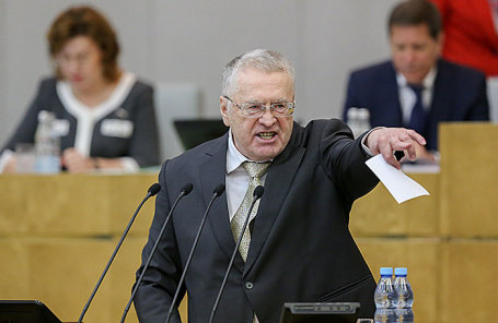 Лидер ЛДПР, член комитета Госдумы РФ по обороне Владимир Жириновский во время первого пленарного заседания весенней сессии Госдумы РФ, 10 января 2018.