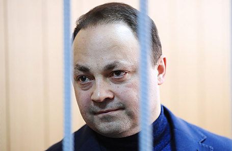 Бывший мэр Владивостока Игорь Пушкарев, обвиняемый в коррупции, во время заседания в Тверском суде в Москве, 27 февраля 2018.