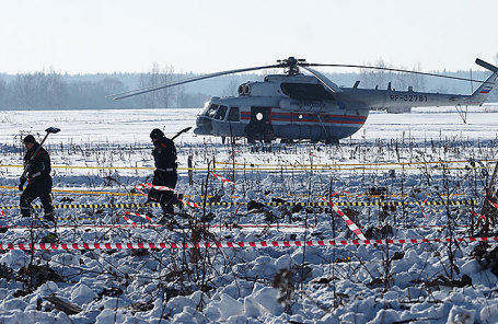 На месте крушения самолета Ан-148 в Подмосковье.