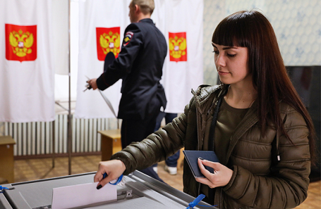 На избирательном участке в Бахчисарае.