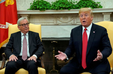 Председатель Еврокомиссии Жан-Клод Юнкер и президент США Дональд Трамп.