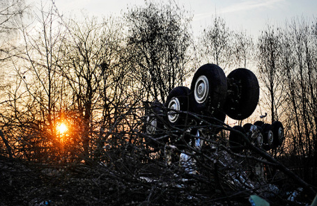 Обломки Ту-154, упавшего в районе Смоленска. На борту находился президент Польши Лех Качиньски. Апрель 2010 года.