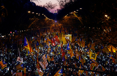 Акция протеста в Барселоне.