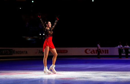 Алина Загитова, завоевавшая золотую медаль в женском одиночном катании на чемпионате мира по фигурному катанию в Сайтаме, Япония.