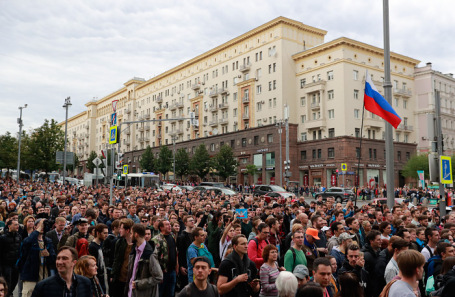 Акция в поддержку независимых кандидатов в депутаты Мосгордумы в Москве.