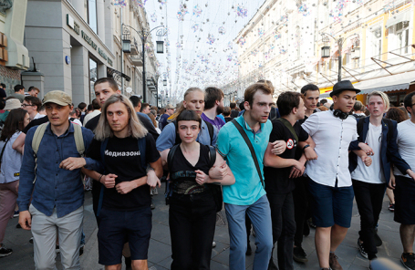 Участники акции протеста 27 июля в Москве.