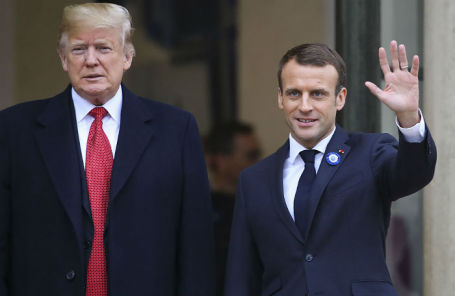 Президент США Дональд Трамп и президент Франции Эммануэль Макрон.